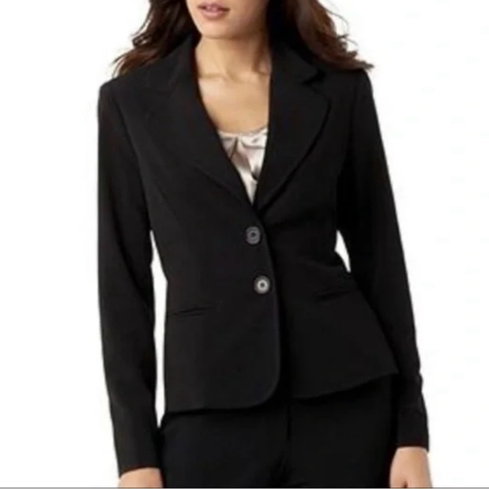 🛍️AGB Women Black Blazer Jacket 14 Leopard Business Casual Button Work Preppy